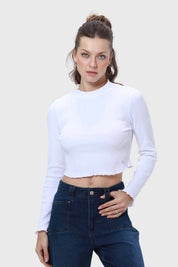 Polera Mujer Rib Blanco