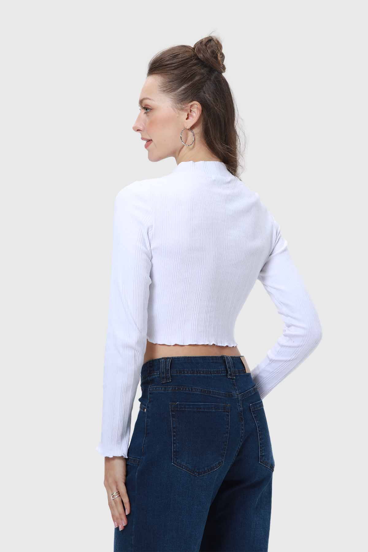 Polera Mujer Rib Blanco