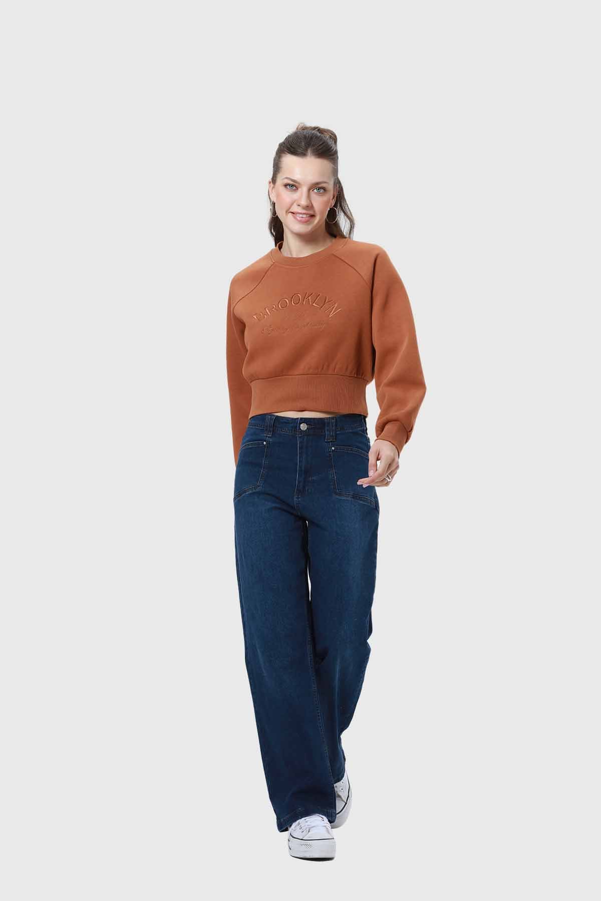 Polerón Mujer Pretina Ancha Café