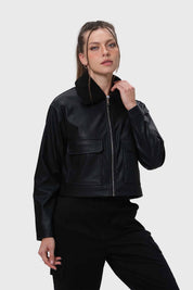 Chaqueta Mujer Con Bolsillo Negro