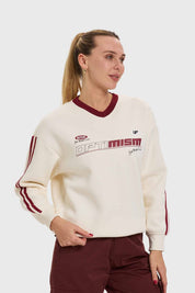 Polerón Mujer College Rayas Crudo