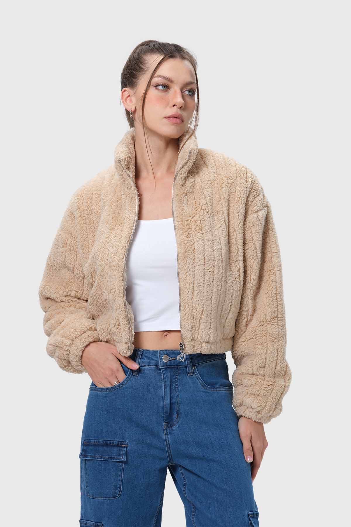 Chaqueta Mujer Tipo Polar Beige