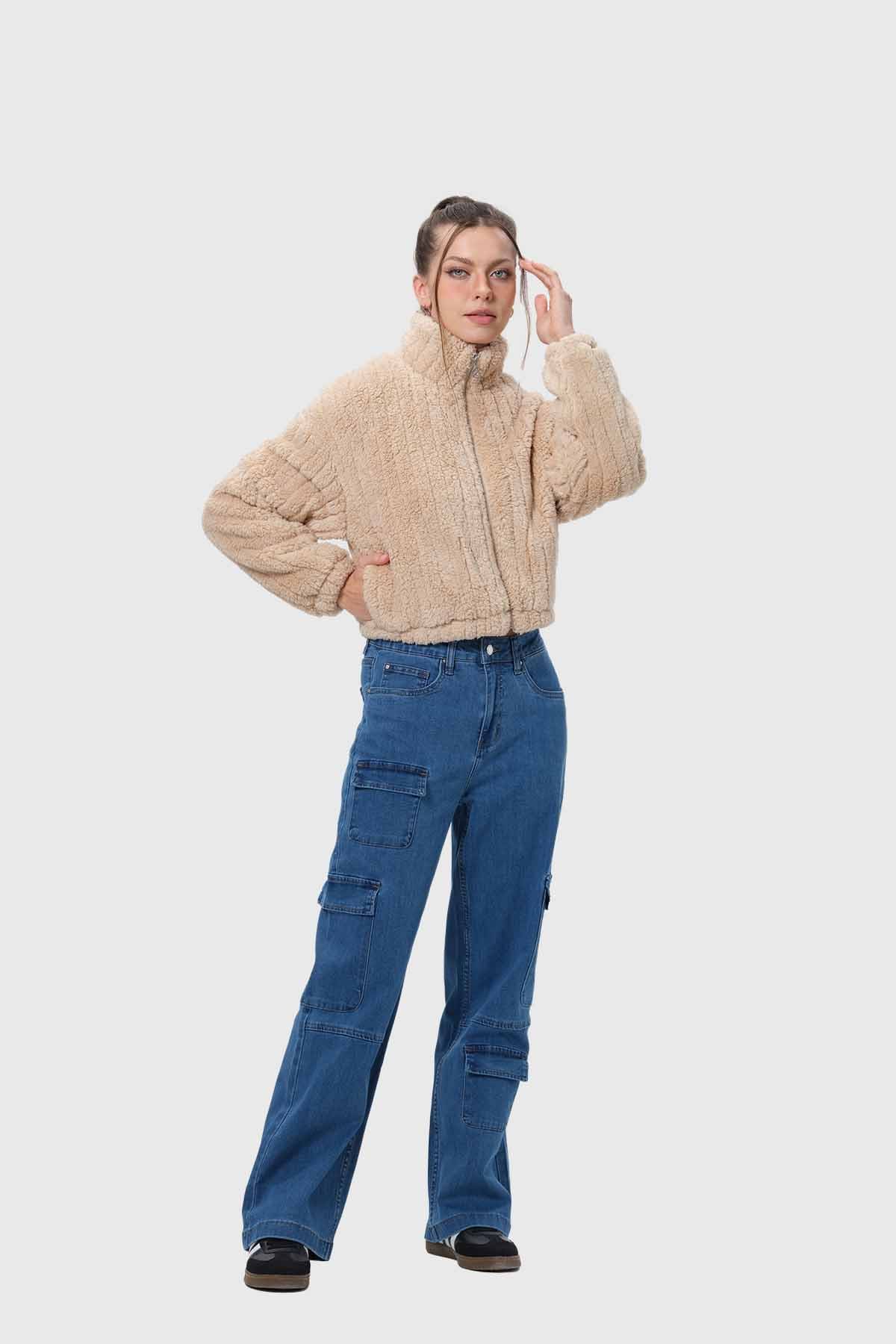 Chaqueta Mujer Tipo Polar Beige