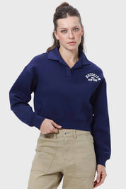 Polerón Mujer Crop Azul