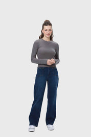 Polera Mujer Botones Gris