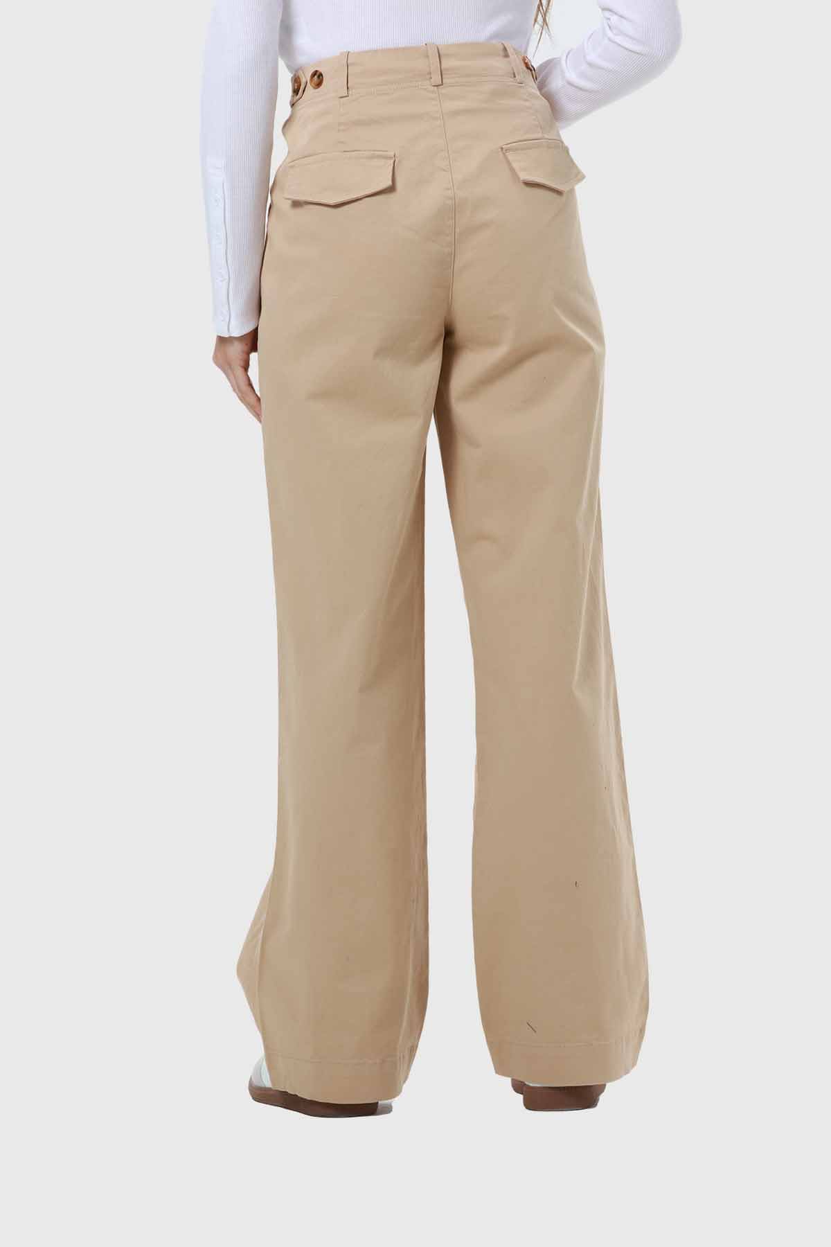 Pantalón Mujer Gabardina Camel