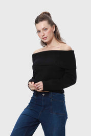 Sweater Mujer Bardot Negro