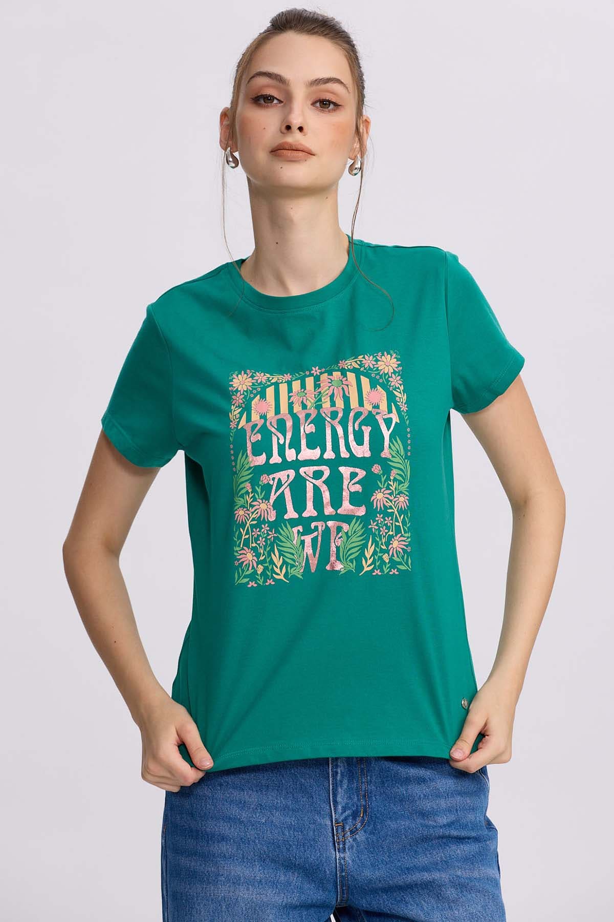 Polera verde estampado mujer Fashion's Park Chile – Fashion´s Park