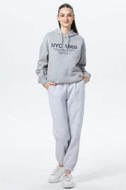 Pantalón Buzo Mujer Jogger Gris Melange
