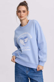 Polerón Mujer Print Celeste