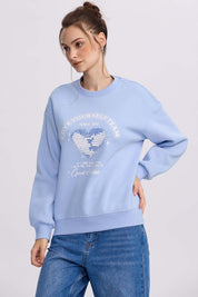 Polerón Mujer Print Celeste