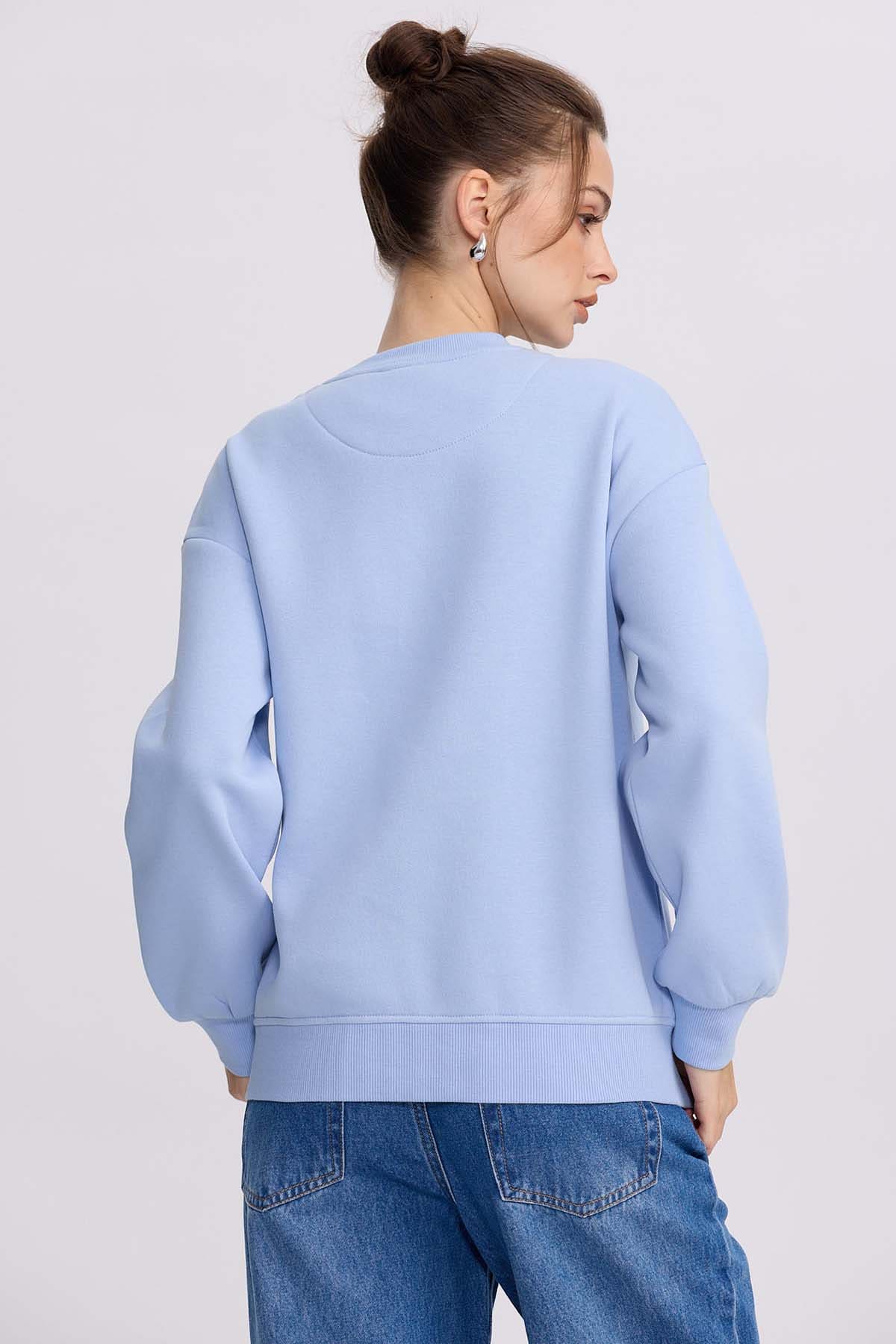 Polerón Mujer Print Celeste