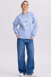 Polerón Mujer Print Celeste