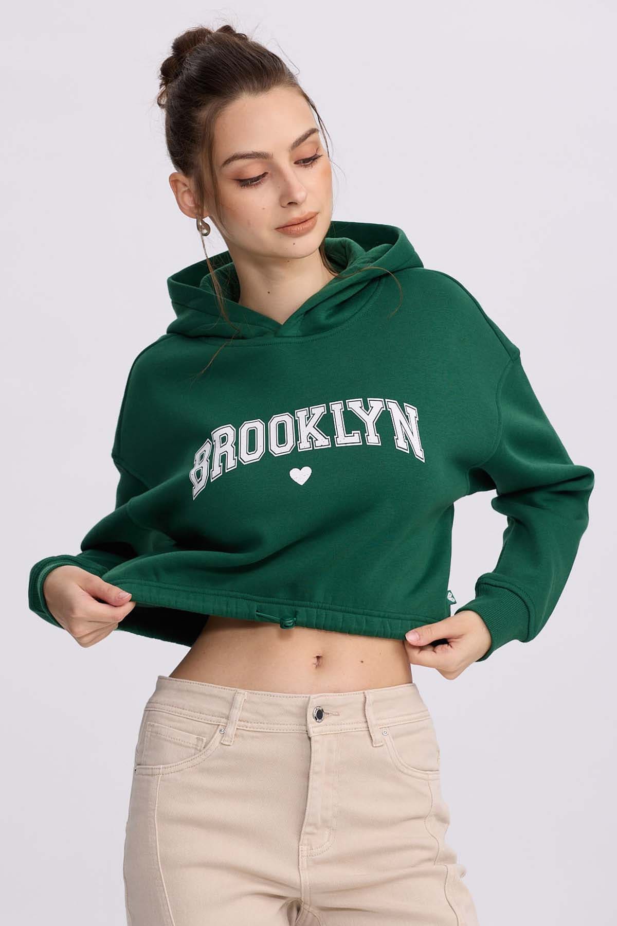 Polerón Mujer Cropped Verde Esmeralda