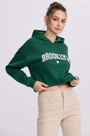 Polerón Mujer Cropped Verde Esmeralda