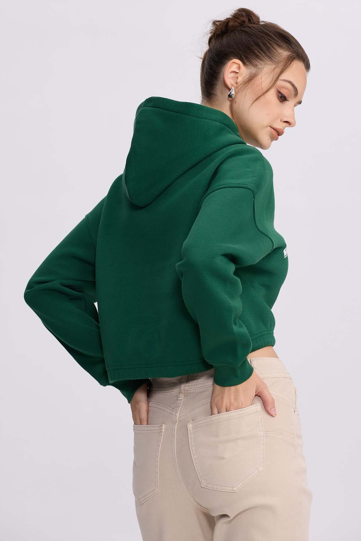 Polerón Mujer Cropped Verde Esmeralda