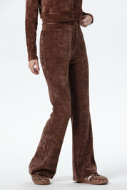 Pantalón Mujer Flare Chenille Cafe