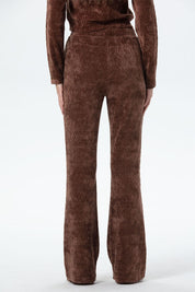 Pantalón Mujer Flare Chenille Cafe
