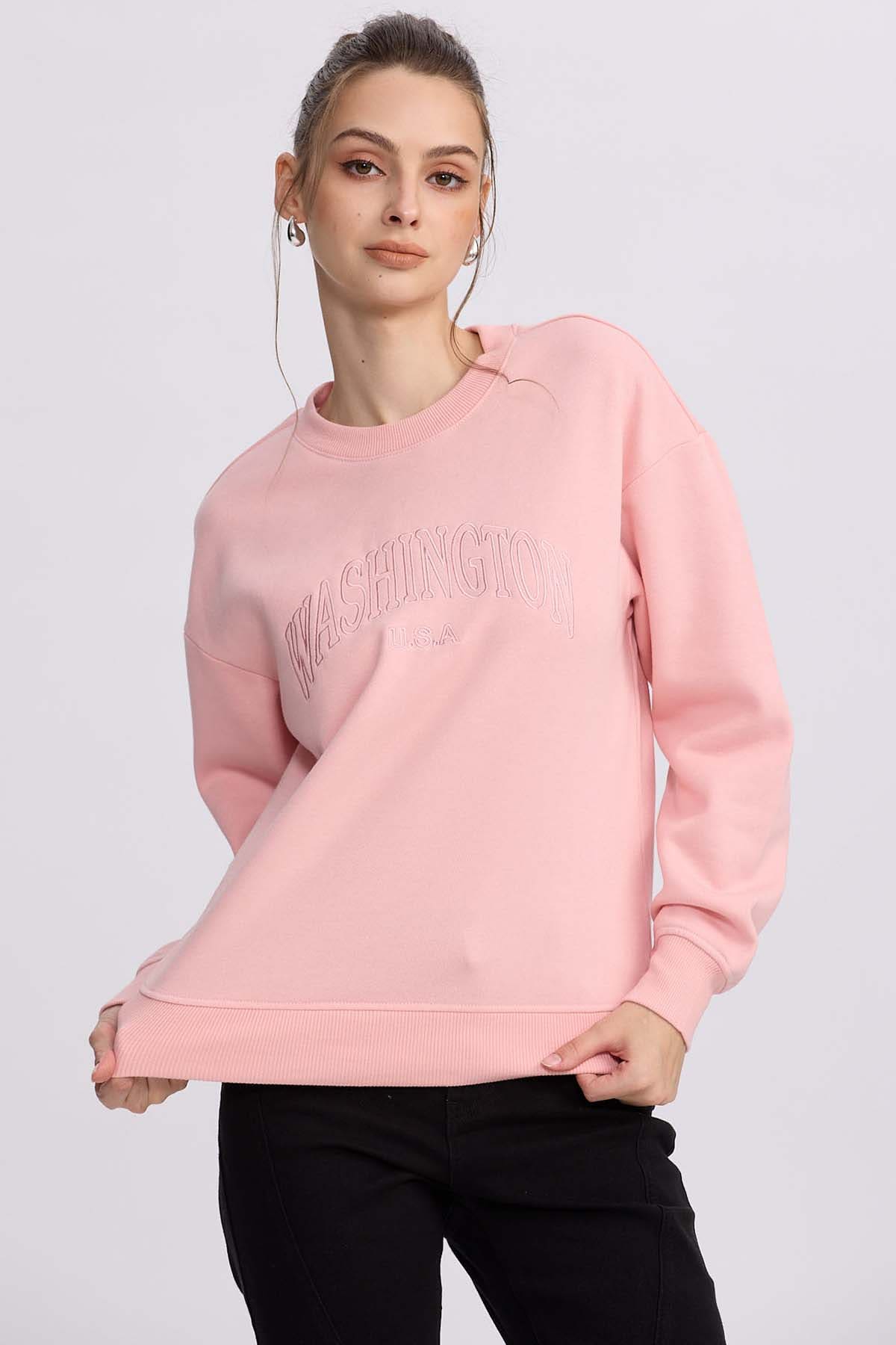 Polerón Mujer Oversize Bordado Fucsia – Fashion´s Park