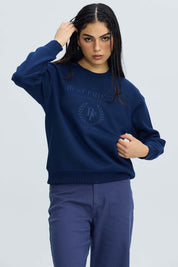 Polerón Mujer Oversize Bordado Azul