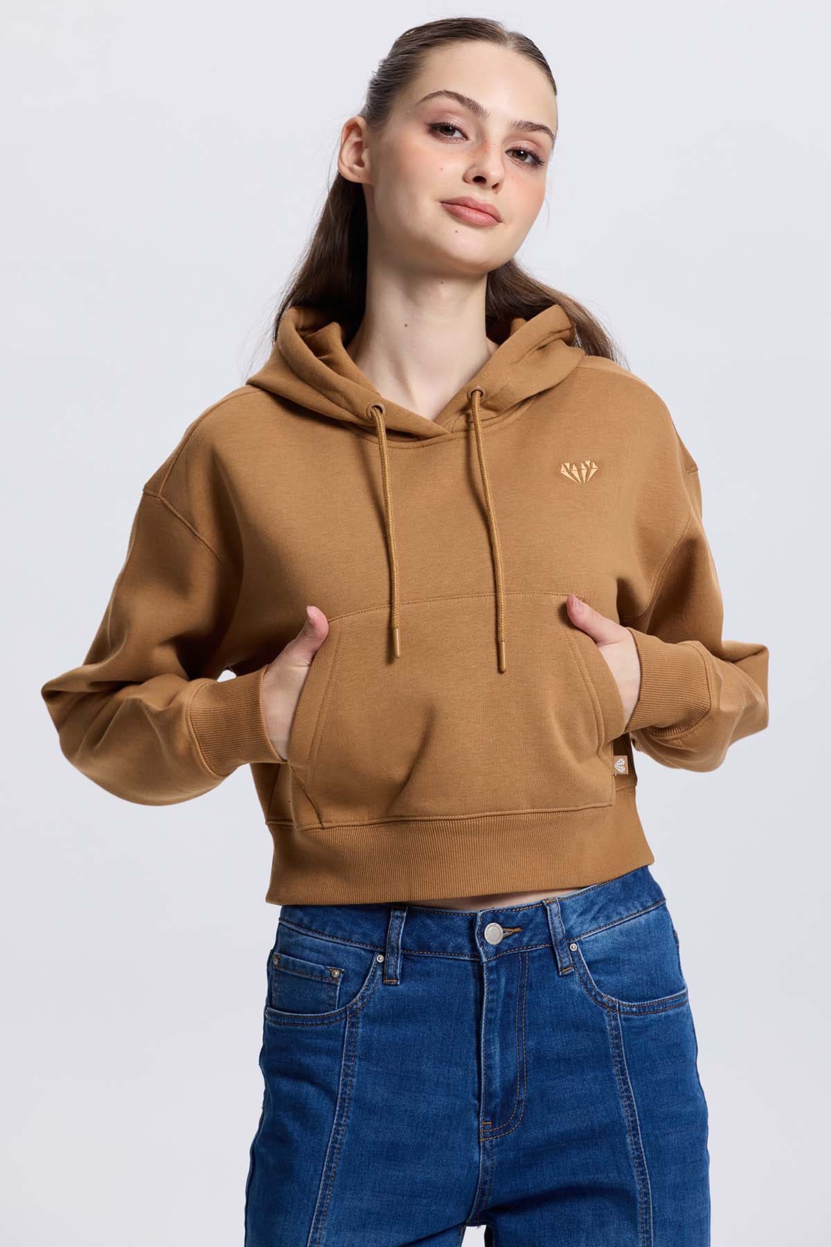 Polerón Mujer Crop Camel