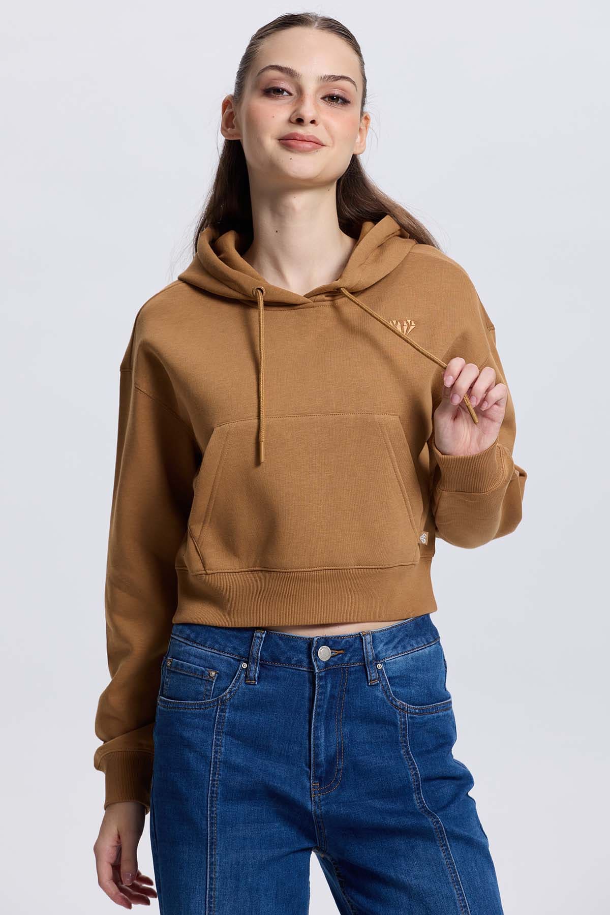 Polerón Mujer Crop Camel