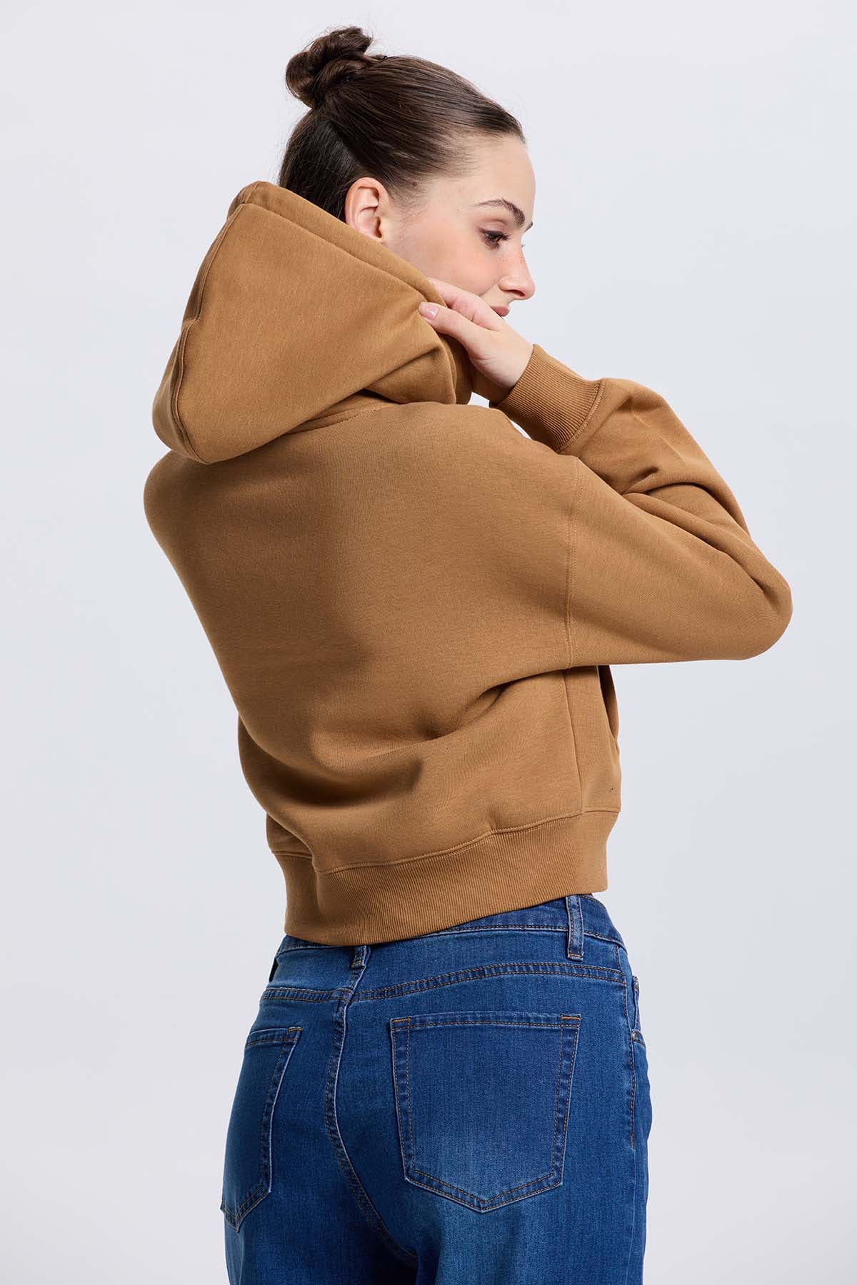 Polerón Mujer Crop Camel