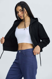 Polerón Mujer Zipper Crop Negro Negro / XL