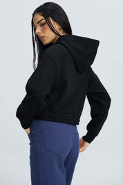 Polerón Mujer Zipper Crop Negro Negro / XL