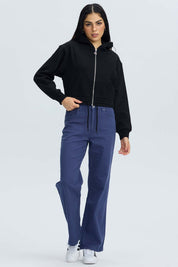 Polerón Mujer Zipper Crop Negro Negro / XL