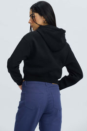 Polerón Mujer Medio Zipper Crop Negro Negro / XL