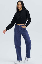 Polerón Mujer Medio Zipper Crop Negro Negro / XL