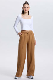 Pantalón Buzo Mujer Wide Leg Camel