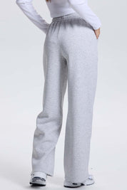 Pantalón Buzo Mujer Wide Leg Gris Melange