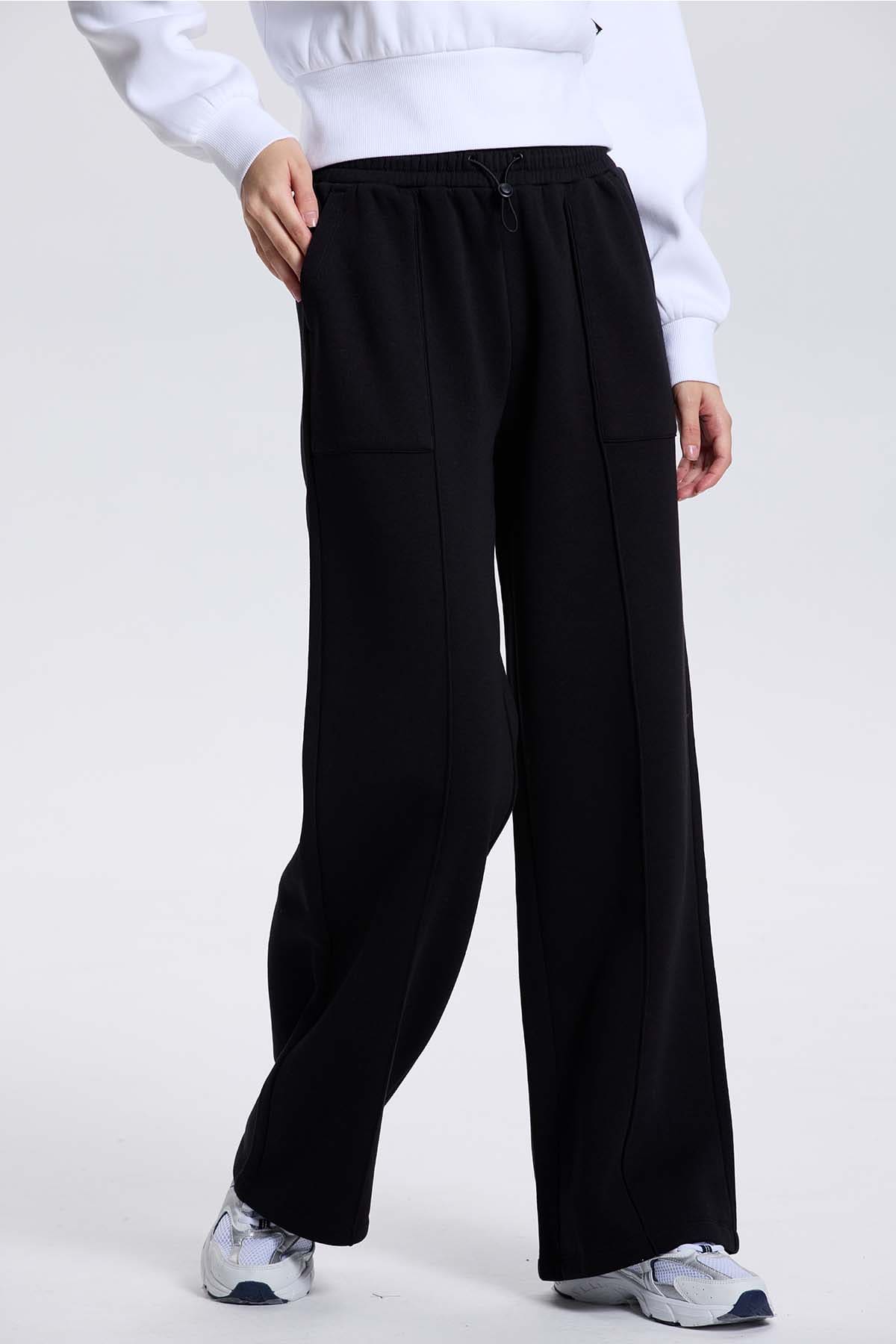 Pantalón Buzo Mujer Wide Leg Negro – Fashion´s Park