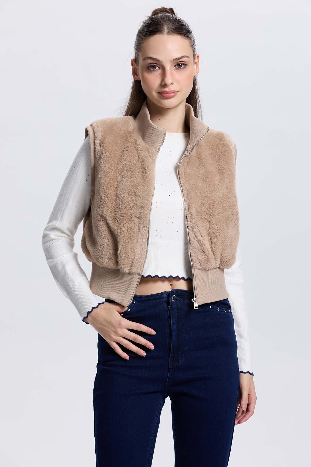 Chaqueta Mujer Juvenil Sin Mangas Beige