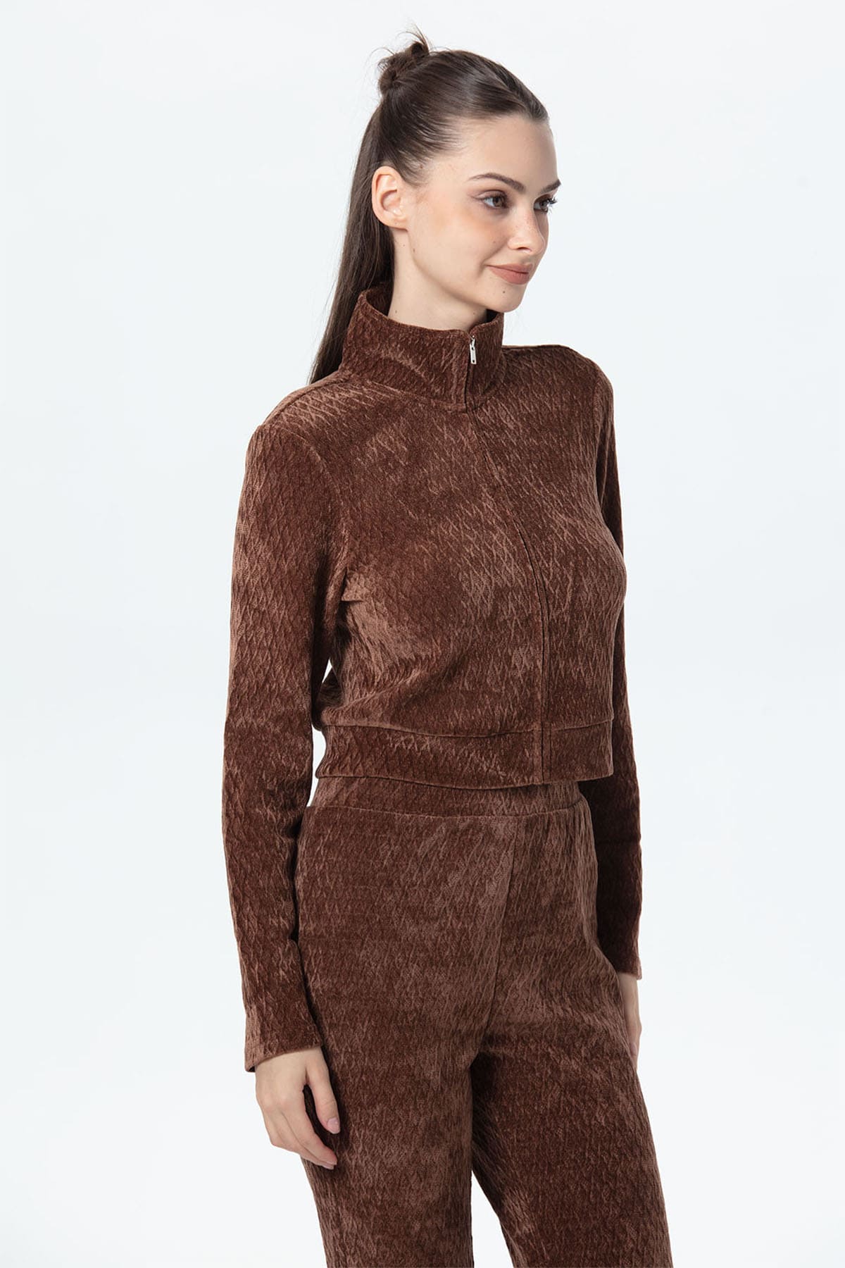 Polerón Mujer Chenille Pretina Cafe