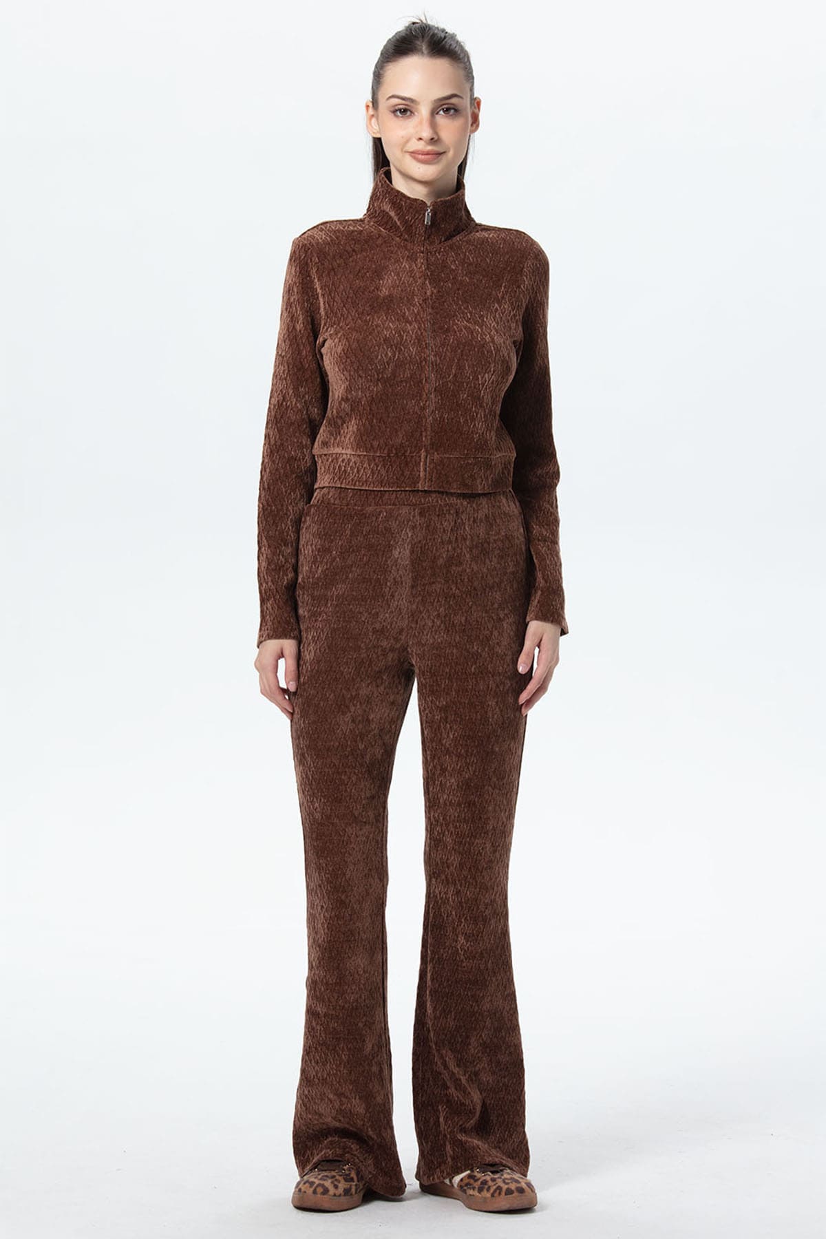 Polerón Mujer Chenille Pretina Cafe