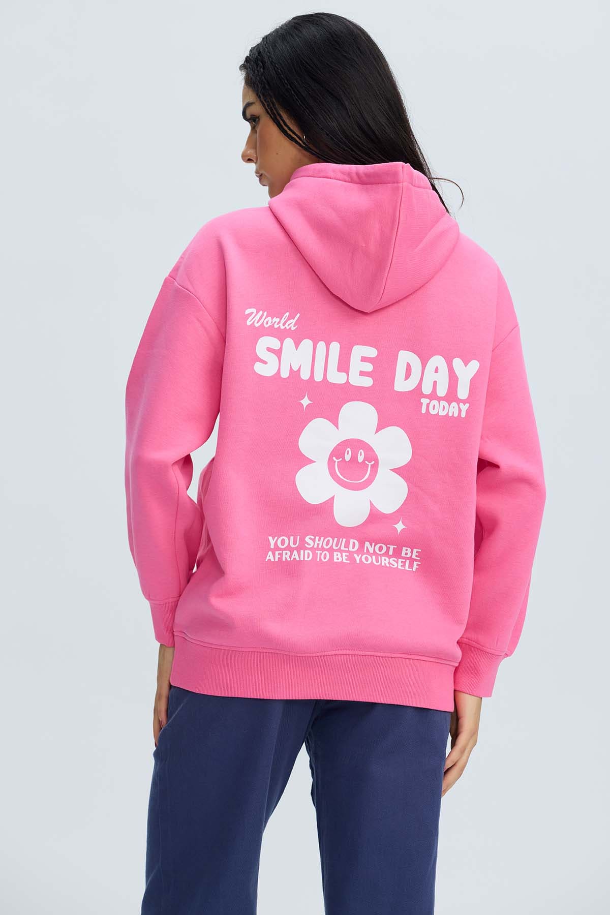 Polerón Mujer Oversize Print Rosado Claro