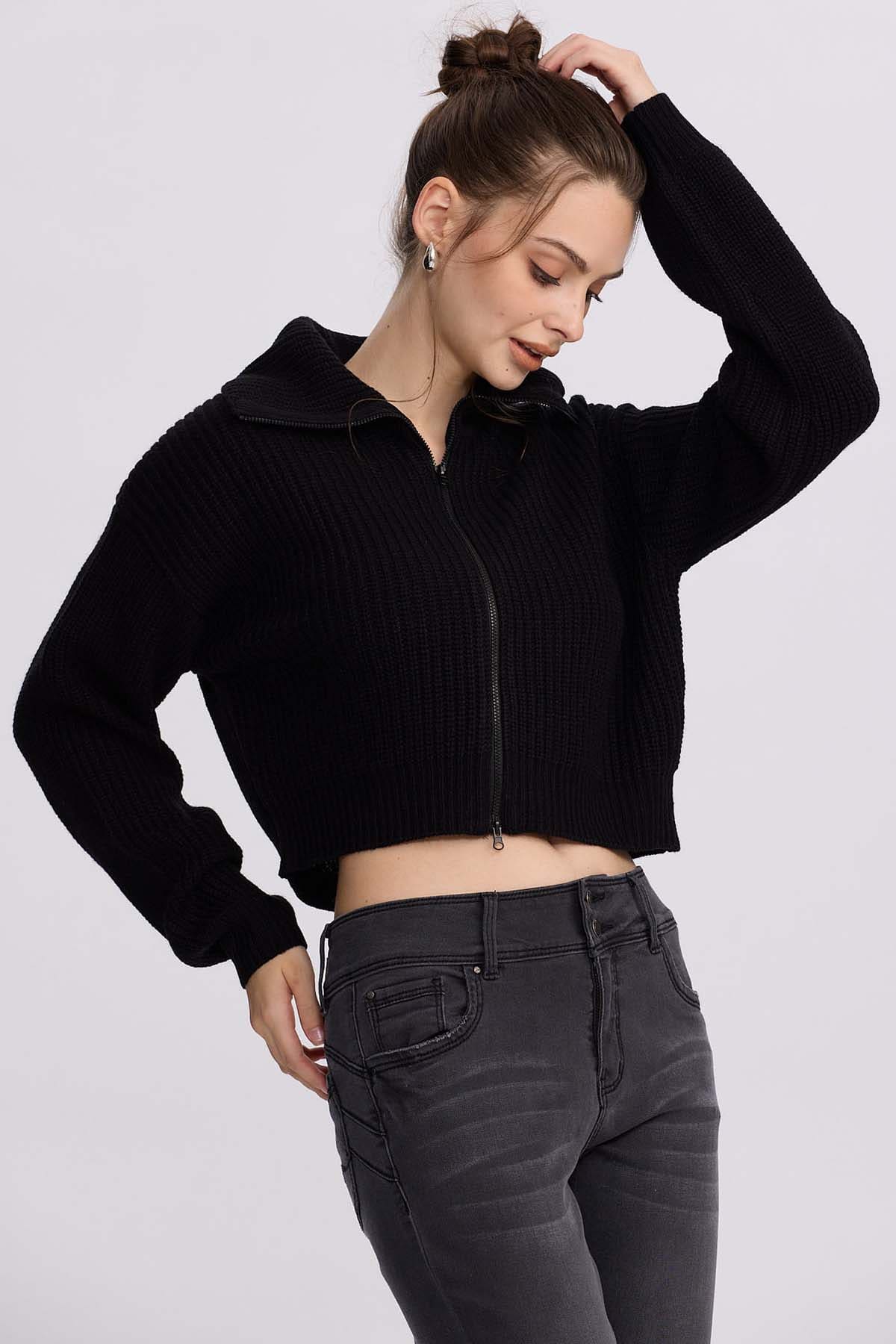 Sweater Mujer Full Zipper Negro