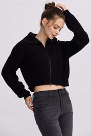 Sweater Mujer Full Zipper Negro