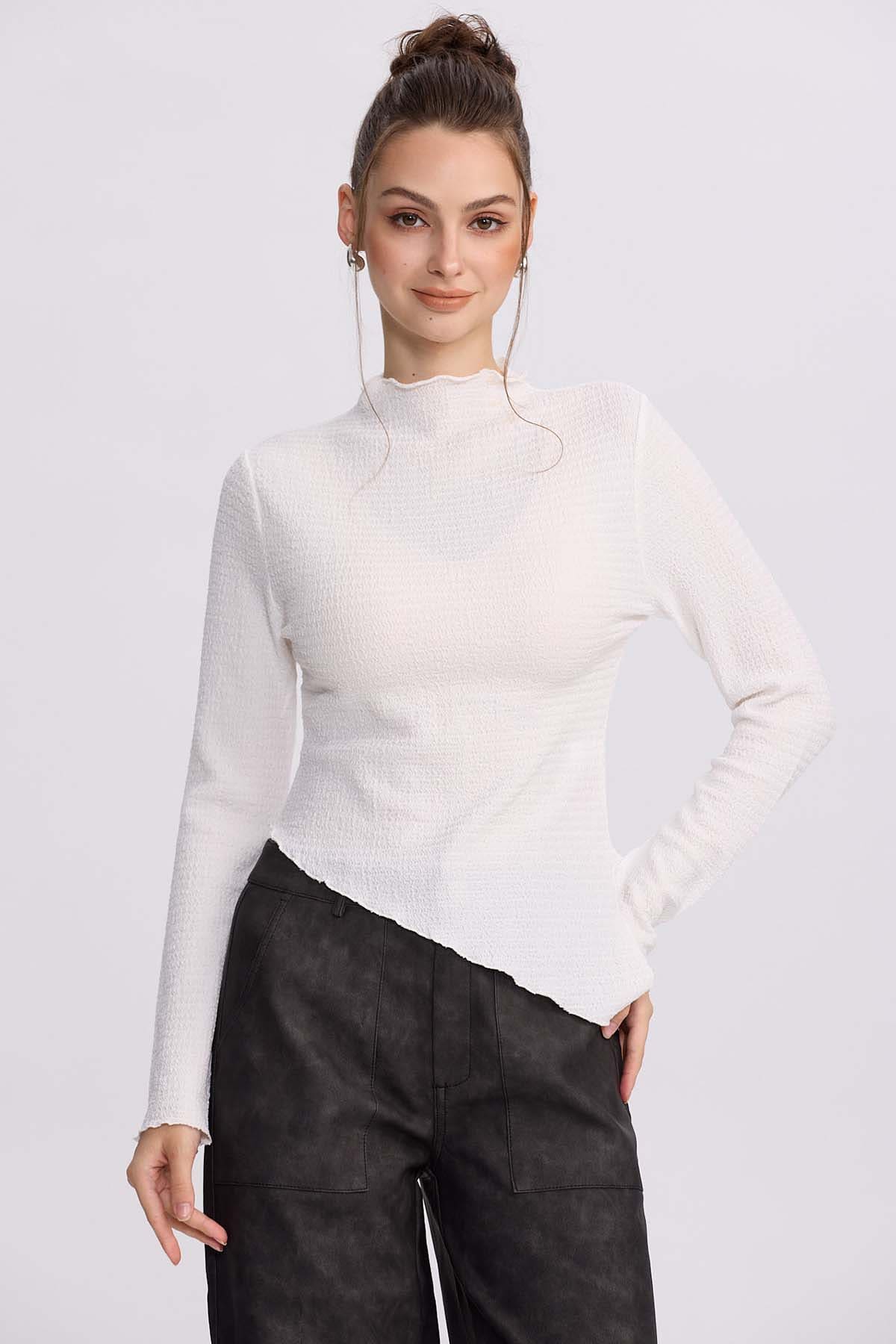 Polera Mujer Asímetrica Blanco – Fashion´s Park