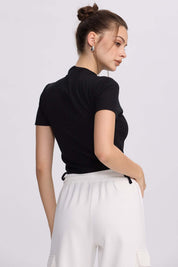 Polera Mujer Recogido Costado Negro