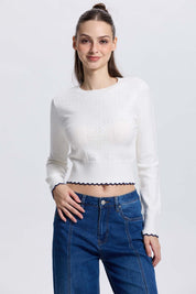 Sweater Mujer Calado Crudo