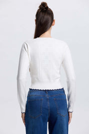 Sweater Mujer Calado Crudo