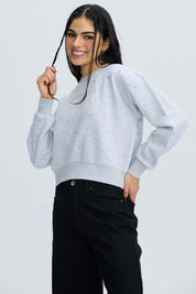 Polerón Mujer Strass Gris Melange