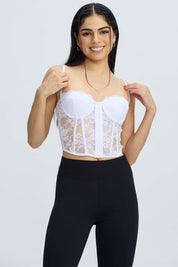 Polera Mujer Corset Blanco