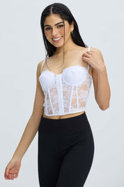 Polera Mujer Corset Blanco