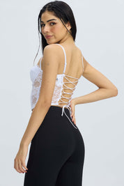 Polera Mujer Corset Blanco