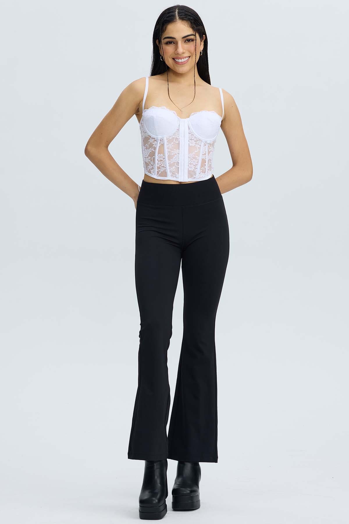 Polera Mujer Corset Blanco